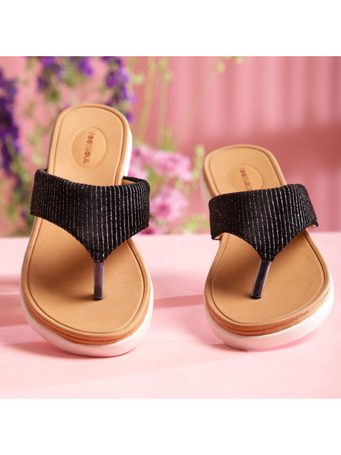 

FOOTSOUL Women Black Open Toe Flats