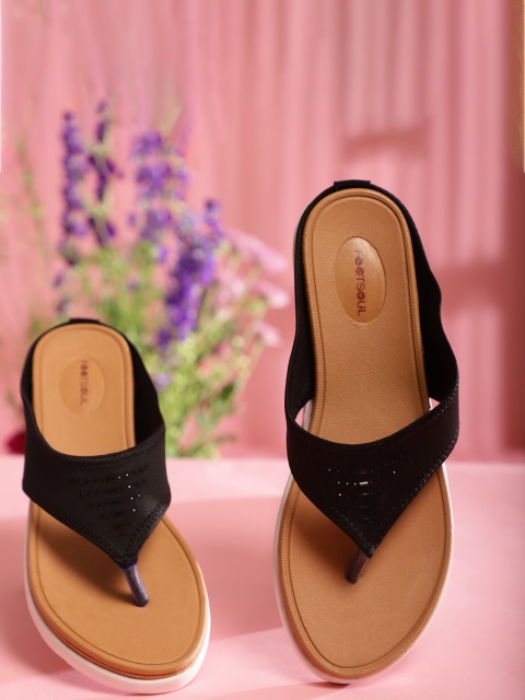 

FOOTSOUL Women Black Open Toe Flats