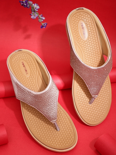 

FOOTSOUL Women Peach-Coloured Open Toe Flats with Laser Cuts