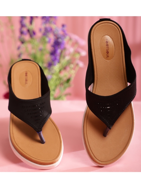 

FOOTSOUL Women Black Open Toe Flats