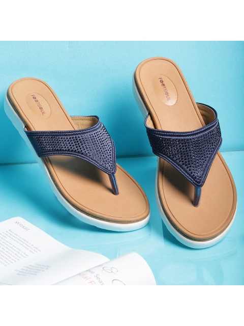 

FOOTSOUL Women Blue Open Toe Flats