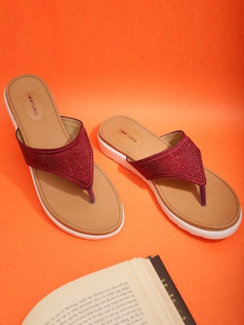 

FOOTSOUL Women Maroon Open Toe Flats