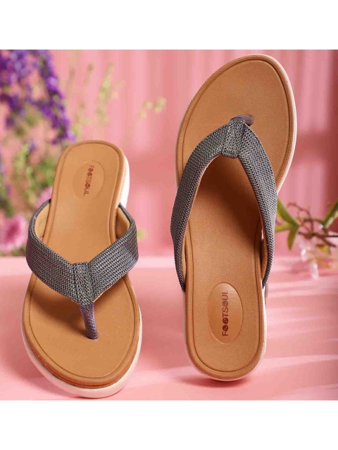 

FOOTSOUL Women Grey T-Strap Flats