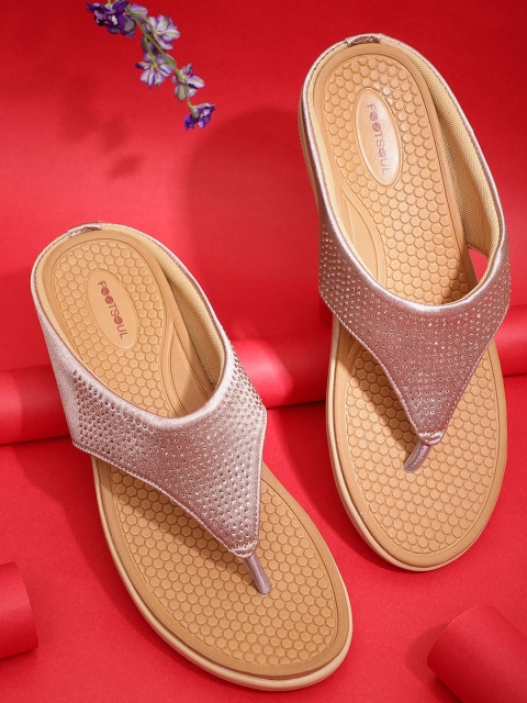 

FOOTSOUL Women Peach-Coloured Open Toe Flats