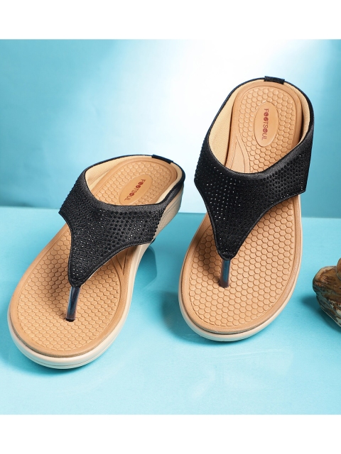 

FOOTSOUL Women Black Open Toe Flats