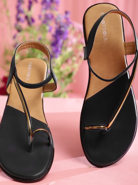 

FOOTSOUL Women Black & Beige Colourblocked One Toe Flats
