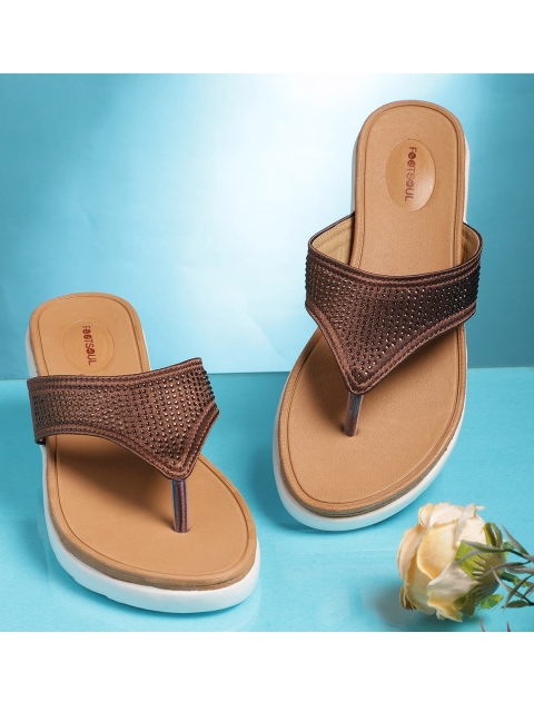 

FOOTSOUL Women Copper-Toned Open Toe Flats