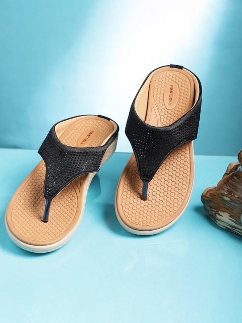 

FOOTSOUL Women Black Open Toe Flats