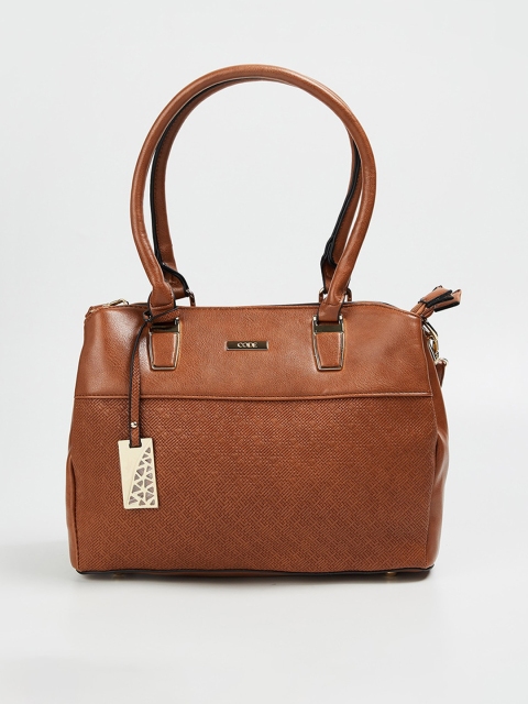 

CODE by Lifestyle Brown Structured Shoulder Bag with Cut Work