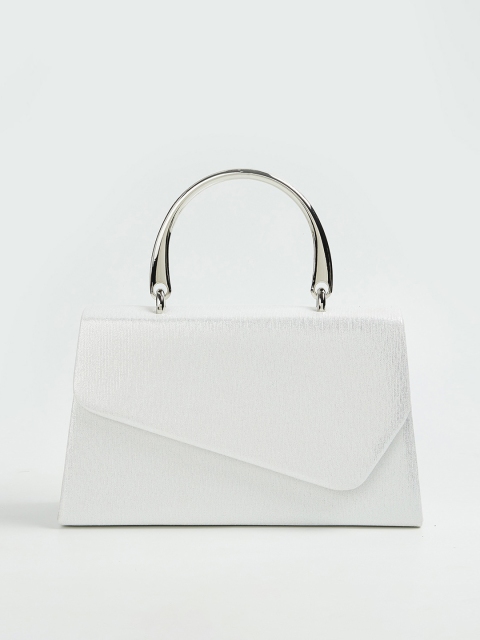

CODE by Lifestyle White Textured Swagger Satchel with Cut Work