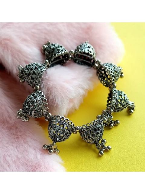 

ANNA CREATIONS Women Silver-Toned Oxidised Silver-Plated Bangle-Style Bracelet