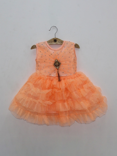 

Born Babies Girls Orange Embellished Dress