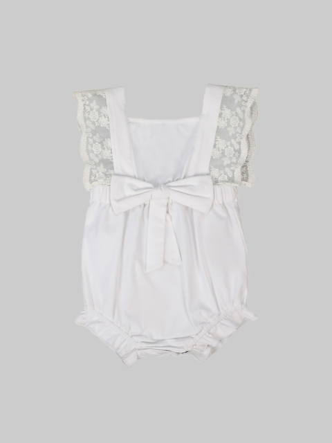 

Kidbea Infant Girls White Solid Organic Cotton Rompers