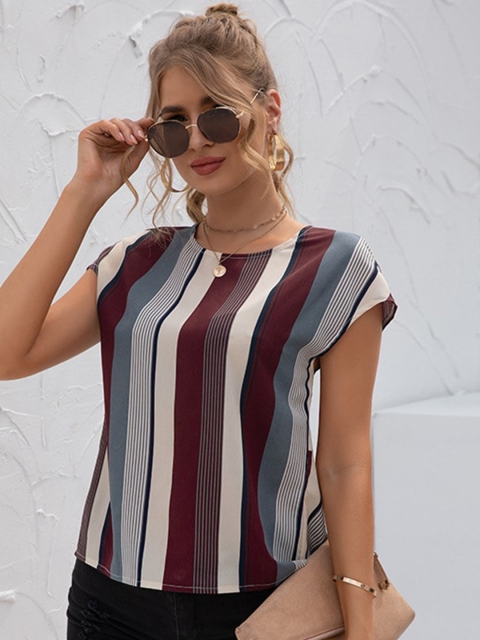 

BoStreet Multicoloured Striped Extended Sleeves Top, Multi