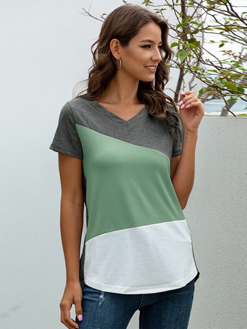 

BoStreet Green Colourblocked Top
