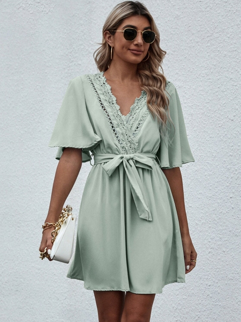

BoStreet Green A-Line Dress