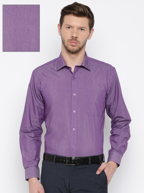 

John Miller Men Purple Self-Design Tailored Fit Formal Shirt
