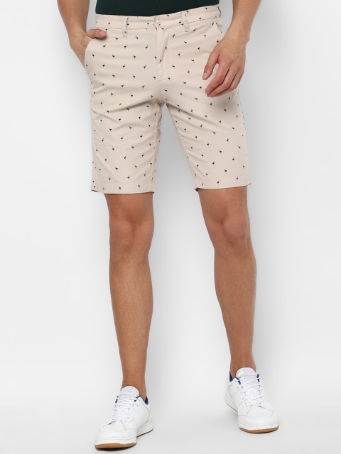 

Allen Solly Men Cream-Coloured Printed Pure Cotton Slim Fit Shorts