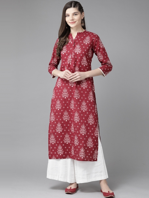 

KALINI Women Maroon Ethnic Motifs Printed Kurta