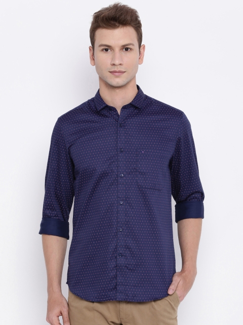 

Indigo Nation Navy Blue Slim Fit Printed Casual Shirt