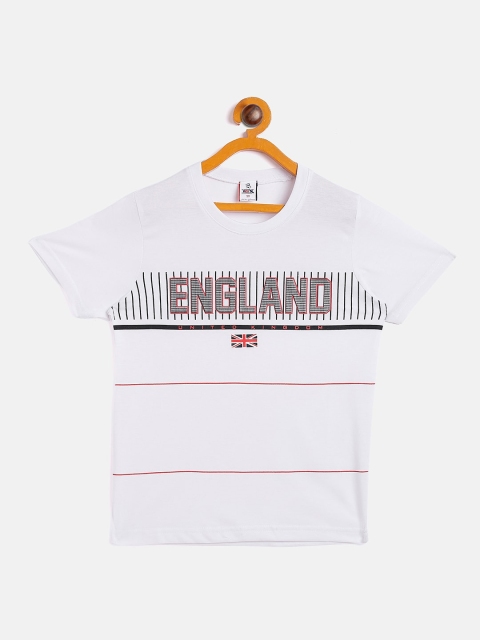 

TGX Boys White Typography Striped Henley Neck Extended Sleeves Outdoor T-shirt