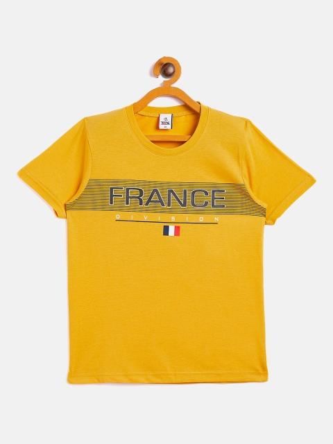 

TGX Boys Mustard Yellow Typography Printed Applique Outdoor T-shirt