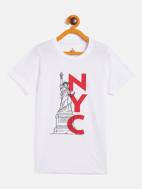 

TGX Boys White Typography Printed Applique Outdoor T-shirt