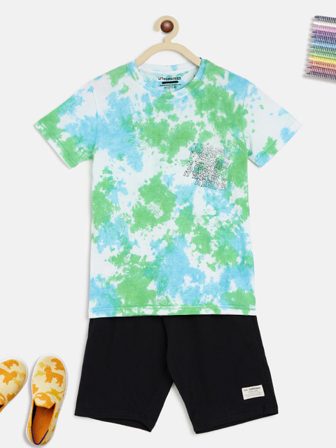 

Lil Tomatoes Boys Blue & Black Tie and Dye Night suit