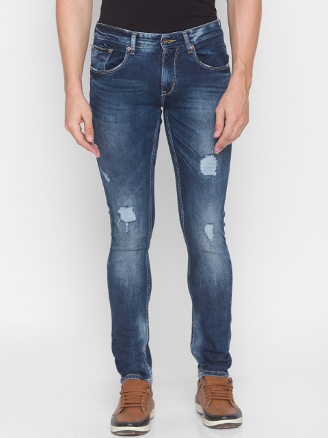 

SPYKAR Men Blue Slim Fit Mildly Distressed Heavy Fade Jeans