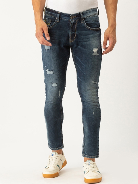 

SPYKAR Men Blue Slim Fit Mildly Distressed Heavy Fade Jeans