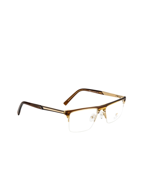 

Ted Smith Unisex Brown & Gold-Toned Half Rim Rectangle Frames TS-386_C6