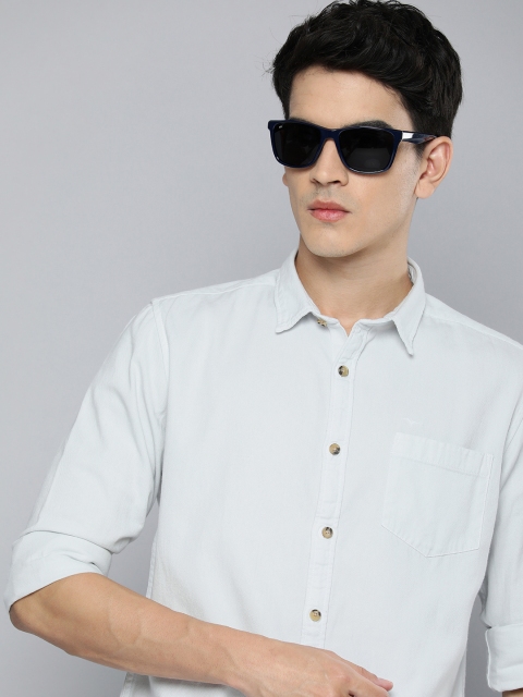 

Flying Machine Men Grey Solid Pure Cotton Slim Fit Casual Shirt