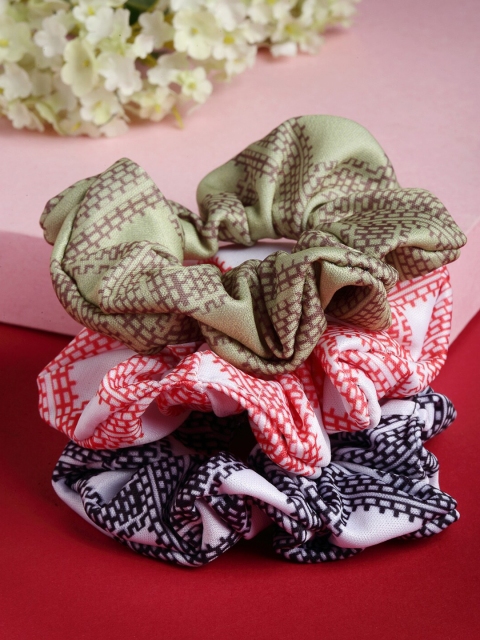 

Stoln Girls Pack of 3 Black & Green Printed Ponytail Holders