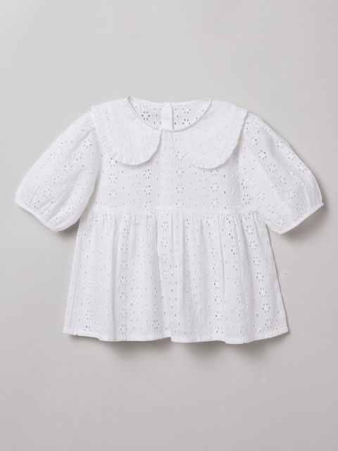 

BYB PREMIUM White Peter Pan Collar Schiffli Empire Top