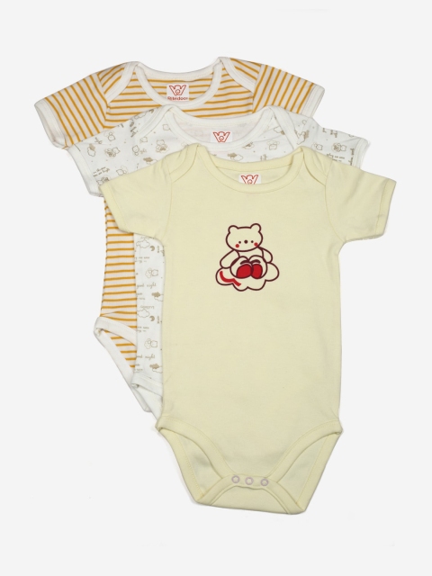 

RIKIDOOS Pack of 3 Kids Cotton Bodysuits, Multi