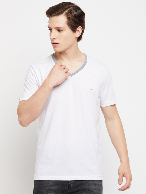 

Adobe Men White V-Neck T-shirt