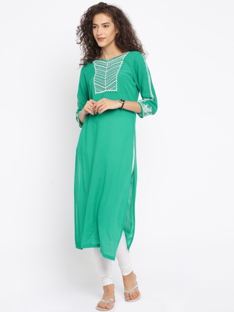 

Global Desi Women Green A-Line Kurta