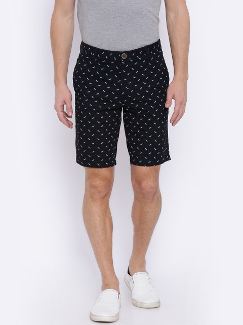 

Indigo Nation Street Men Black Printed Slim Fit Chino Shorts