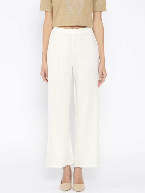 

Global Desi Women Off-White Parallel Trousers