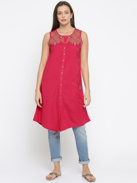 

Global Desi Women Pink A-Line Kurta