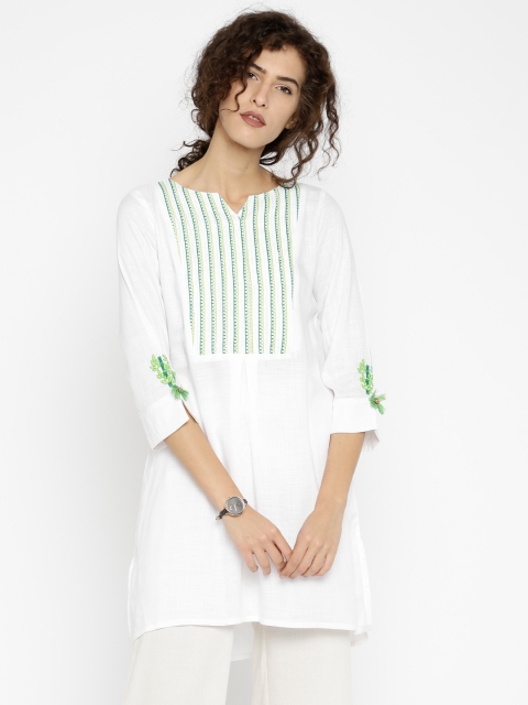 

Global Desi Women White Yoke Design A-Line Kurta