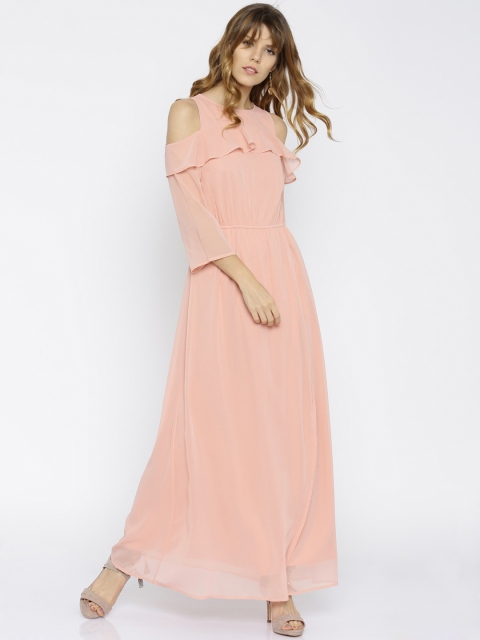 

Femella Women Pink Solid Maxi Dress