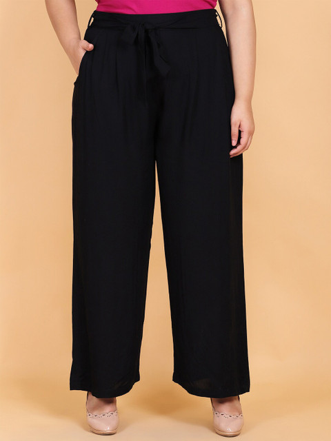 

LastInch Women Black Solid Trouser