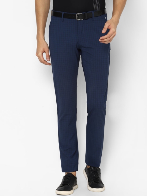 

Louis Philippe Sport Men Navy Blue Checked Slim Fit Trousers