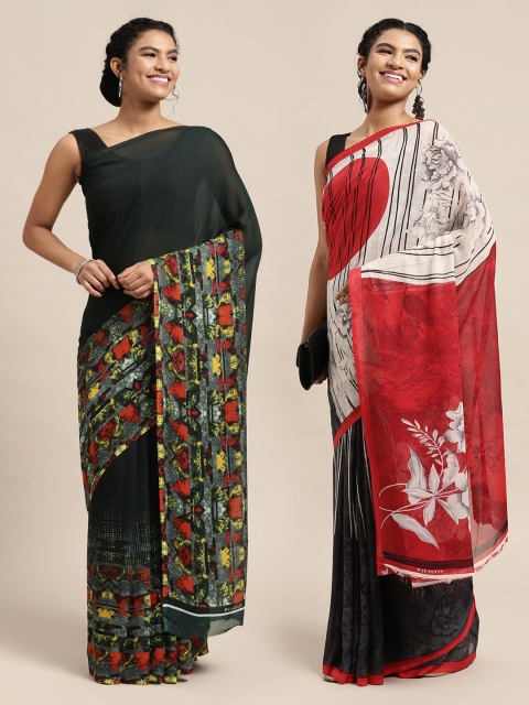

KALINI Pack Of 2 White & Red Printed Sarees