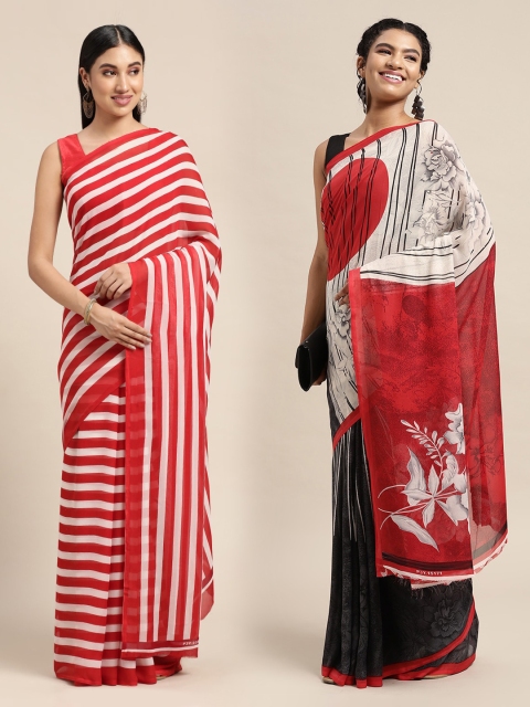 

KALINI Pack Of 2 Red & White Printed Sarees