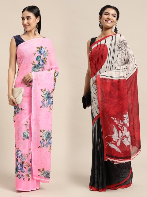 

KALINI Pack Of 2 Pink & Blue Printed Sarees