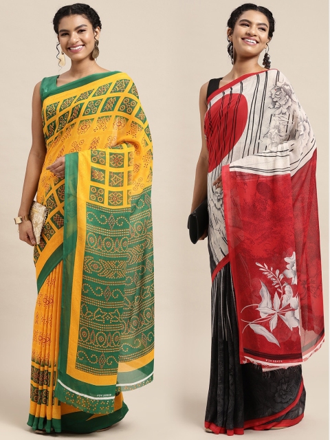 

KALINI Pack of 2 Floral Printed Saree, Yellow