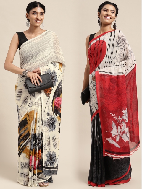 

KALINI Women Pack Of 2 Printed Sarees, Grey