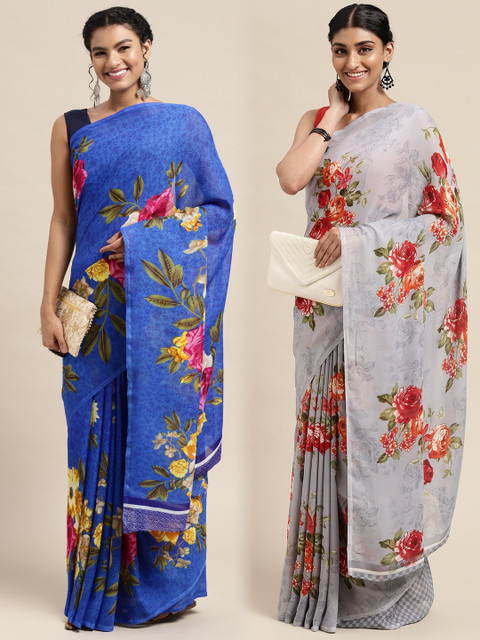 

KALINI Women Pack Of 2 Printed Sarees, Blue